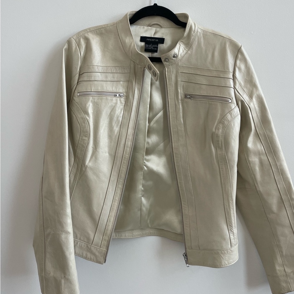 Leather Cream Moto Jacket